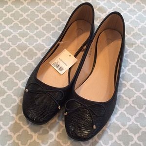Cato Black Faux Patent Alligator/Snake Ballet Flats NWT